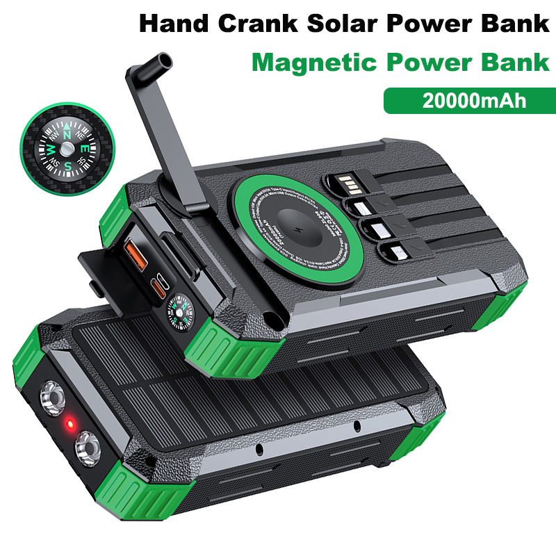 Solar Emergency Charger - 20000mAh Hand Crank Solar Power Bank