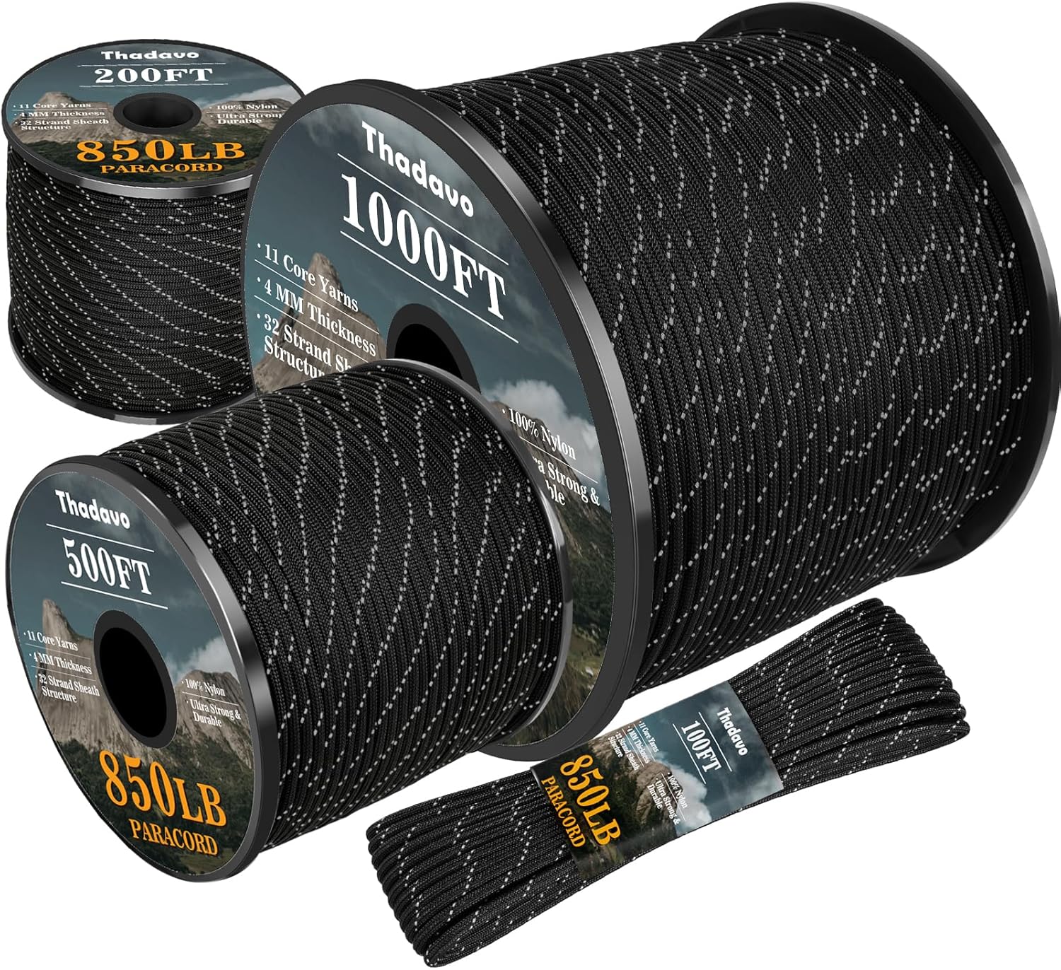 850lb Reflective Paracord Rope - Para Cord 1000Ft avis et prix