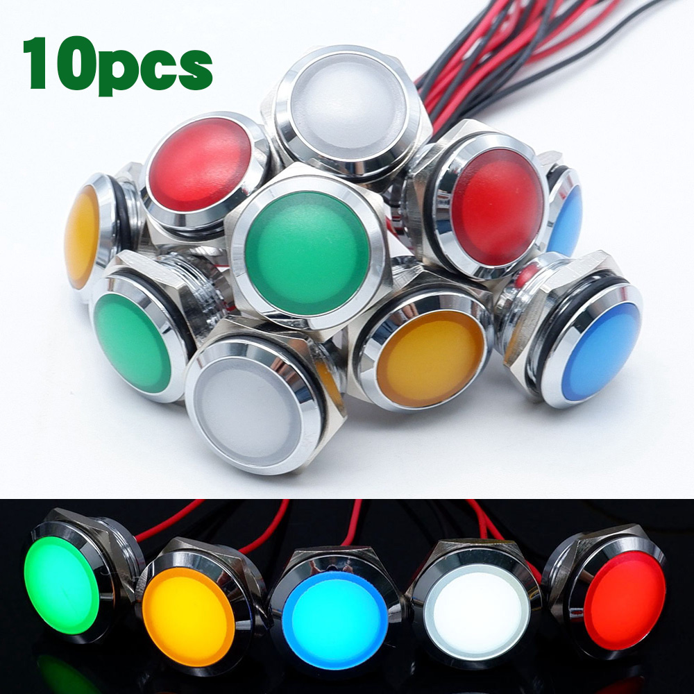 10pcs 12/16/19/22mm Metal LED  - Signal Panel Orange avis et prix