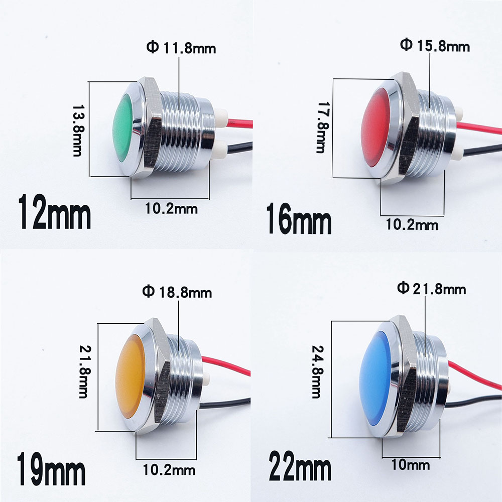 10pcs 12/16/19/22mm Metal LED  - Signal Panel Orange avis et prix