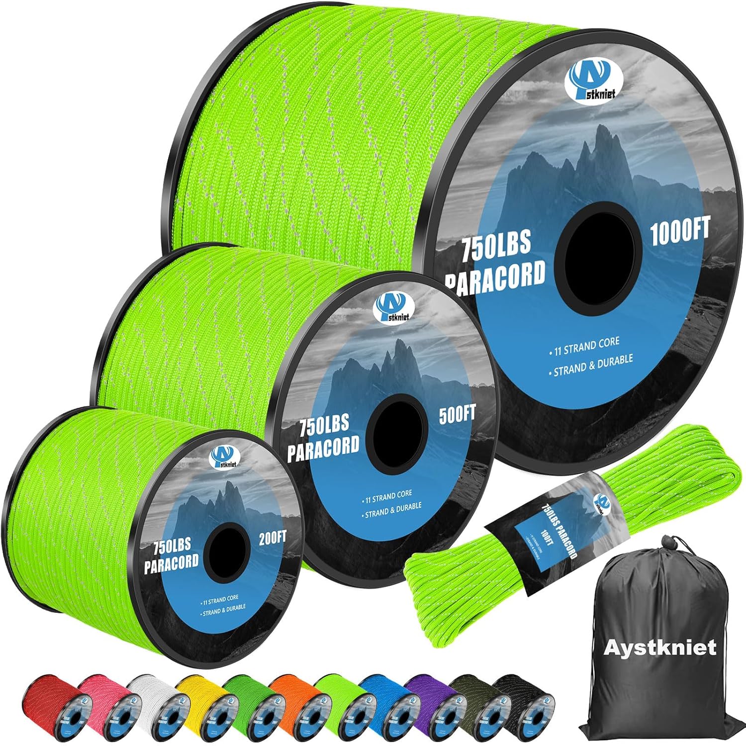 750lb Reflective Paracord Rope - Para Cord 1000Ft avis et prix