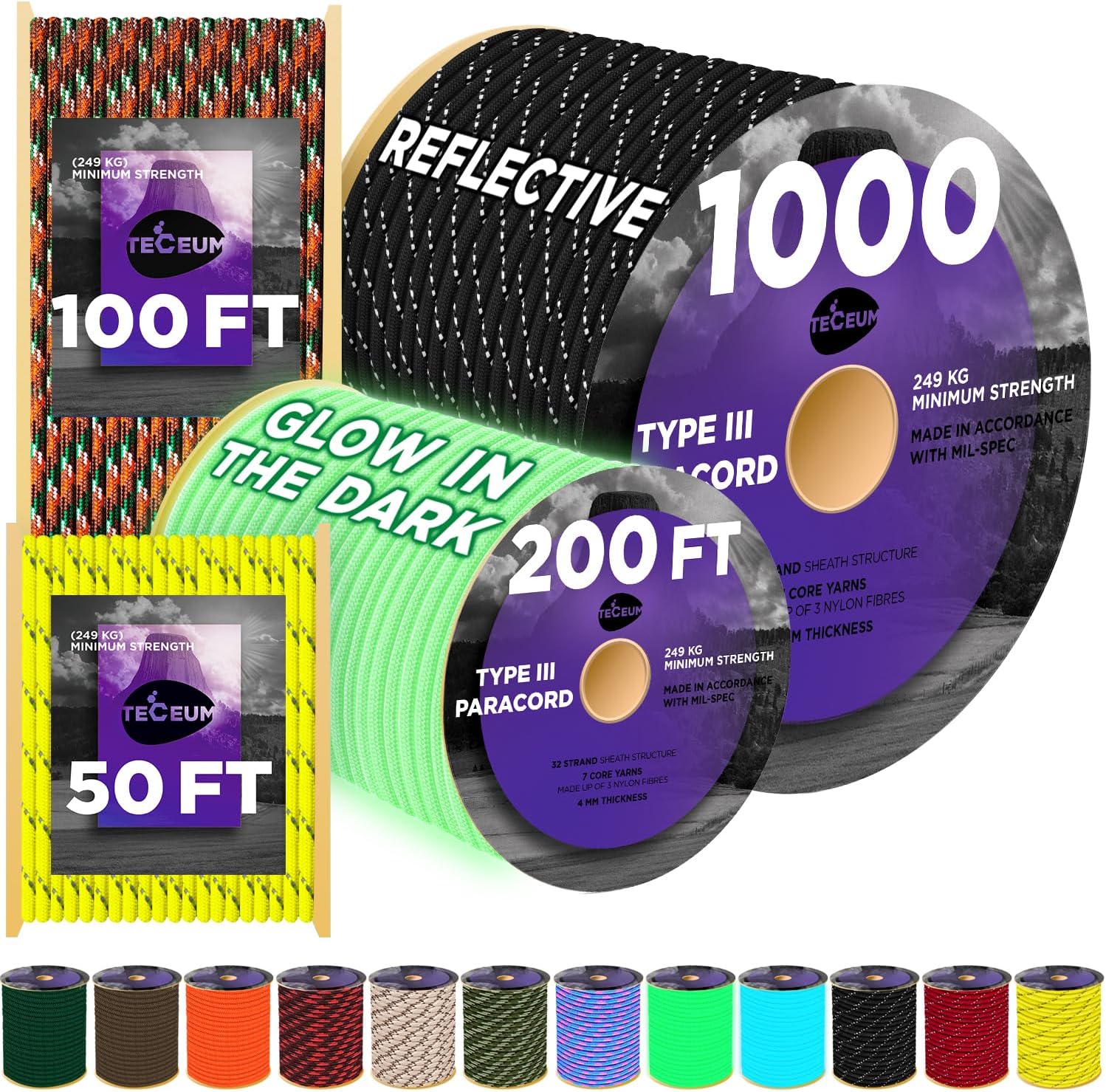 Reflective Paracord Rope 1000f - Para Cord 1000Ft avis et prix