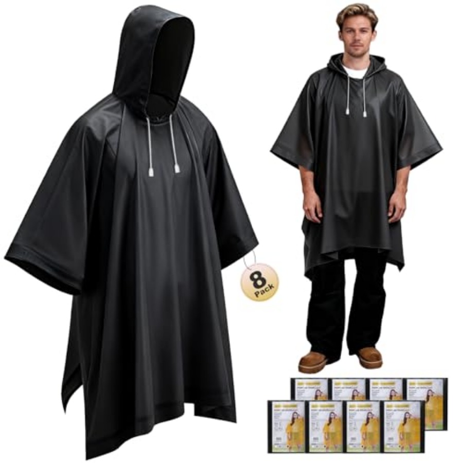 8 Pack Hooded Rain Ponchos for - Emergency Poncho Rain avis et prix