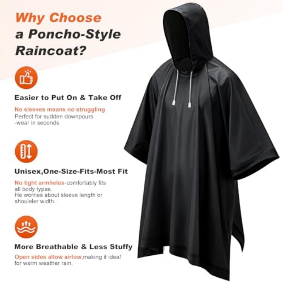 8 Pack Hooded Rain Ponchos for - Emergency Poncho Rain avis et prix