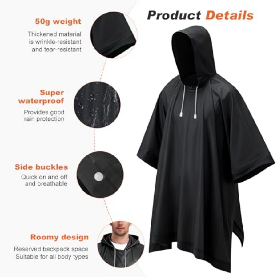8 Pack Hooded Rain Ponchos for - Emergency Poncho Rain avis et prix
