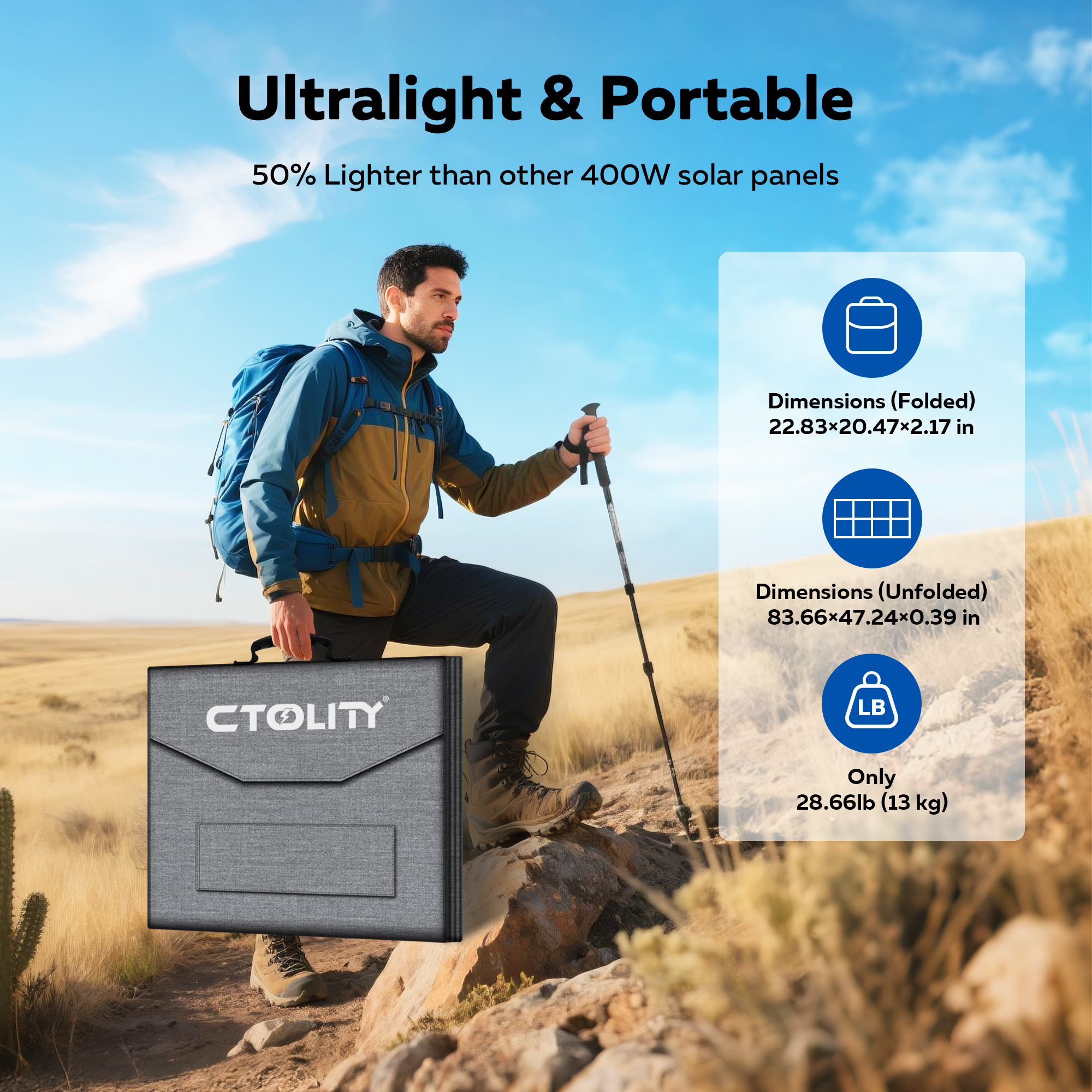 CTOLITY SP400 Portable Solar P - Solar Emergency Charger avis et prix