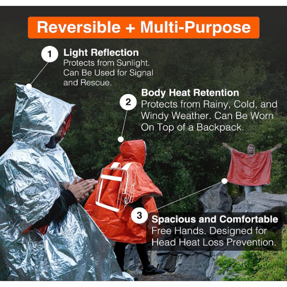 Portable Outdoor Emergency Rai - Emergency Poncho Rain avis et prix