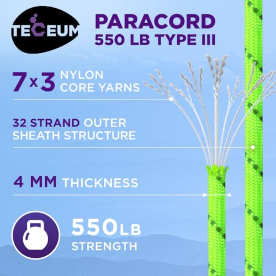 Reflective Paracord Rope 1000  - Para Cord 1000Ft avis et prix