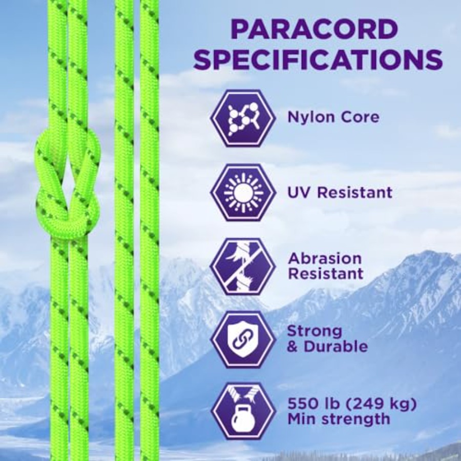 Reflective Paracord Rope 1000  - Para Cord 1000Ft avis et prix