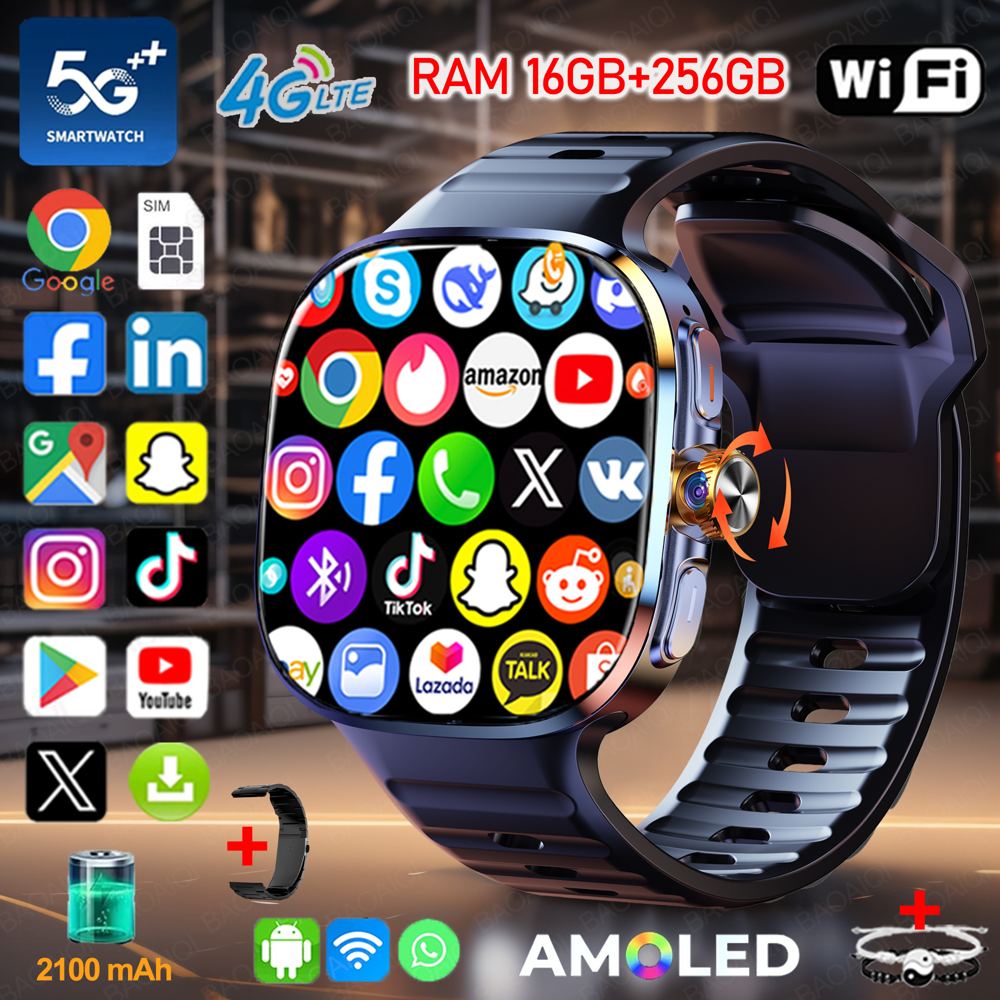 New Large Screen Smartwatch 4G - Compass Lensatic avis et prix