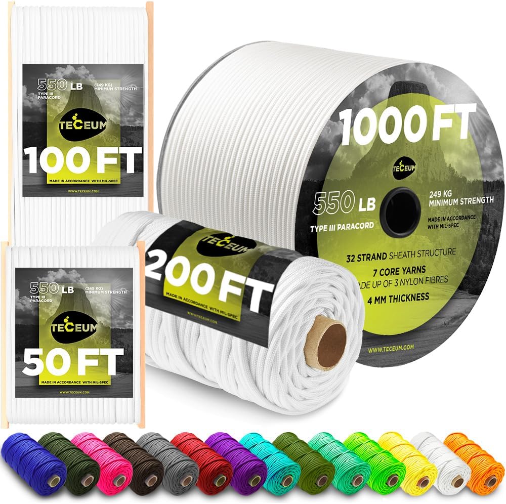 Paracord Type III 550 White 10 - Para Cord 1000Ft avis et prix