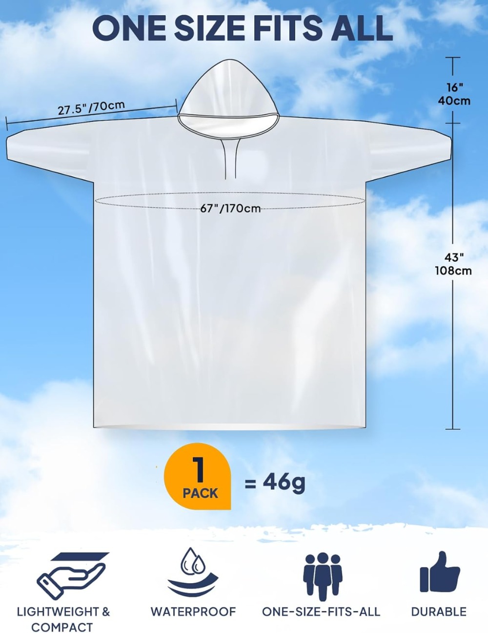 Disposable Rain Poncho for Adu - Emergency Poncho Rain avis et prix
