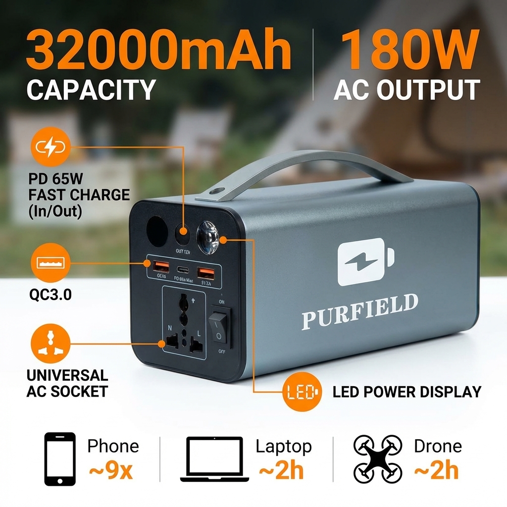 180W Outdoor Power Station 320 - Solar Emergency Charger avis et prix