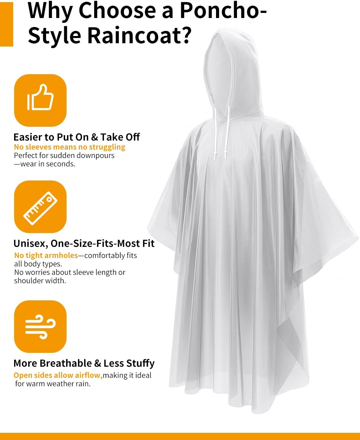 Extra Long Rain Ponchos for Ad - Emergency Poncho Rain avis et prix