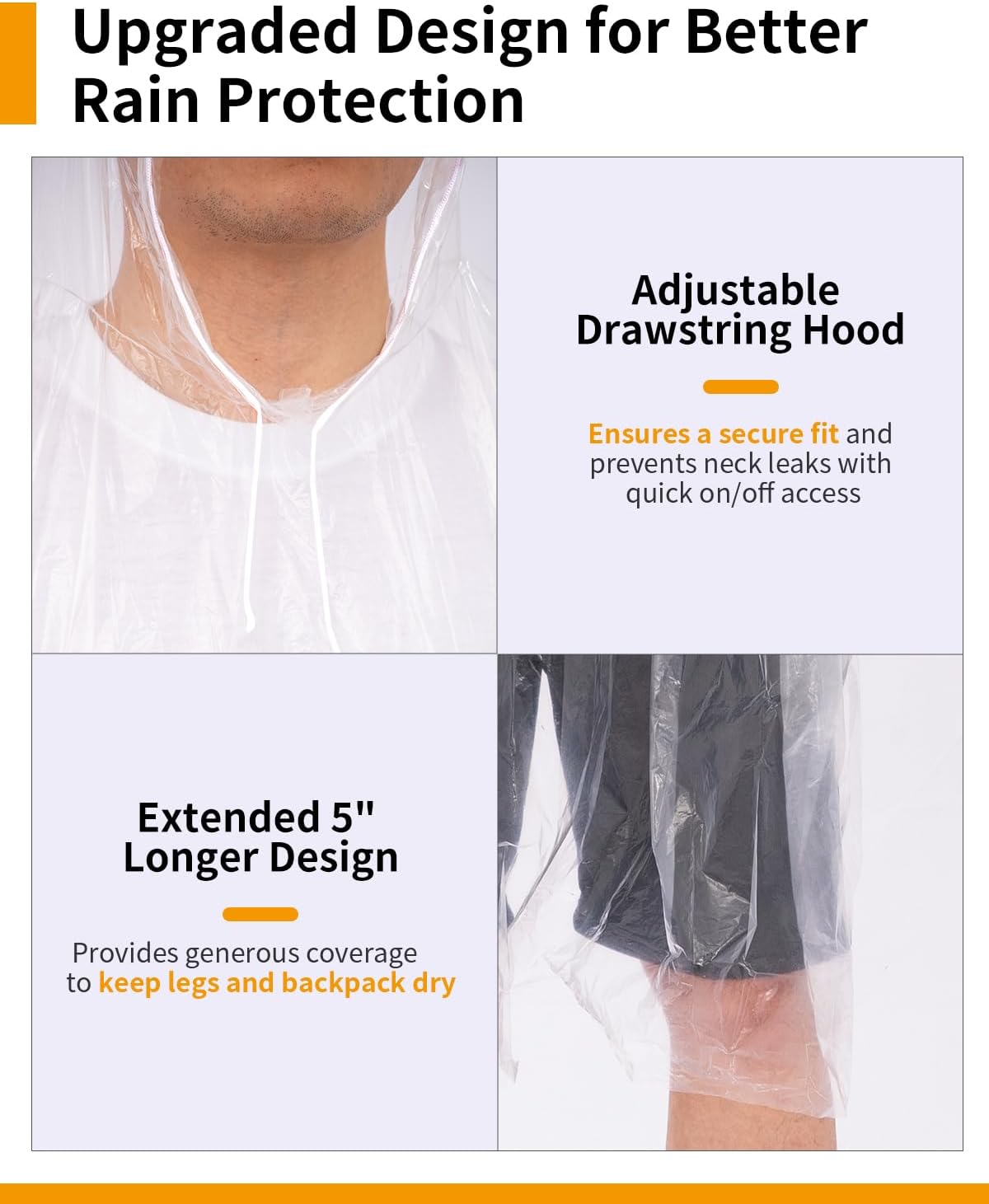 Extra Long Rain Ponchos for Ad - Emergency Poncho Rain avis et prix