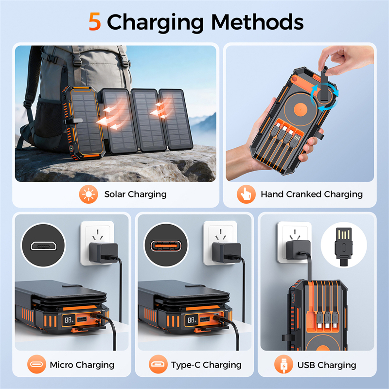 20000mAh Hand Crank Solar Powe - Solar Emergency Charger avis et prix