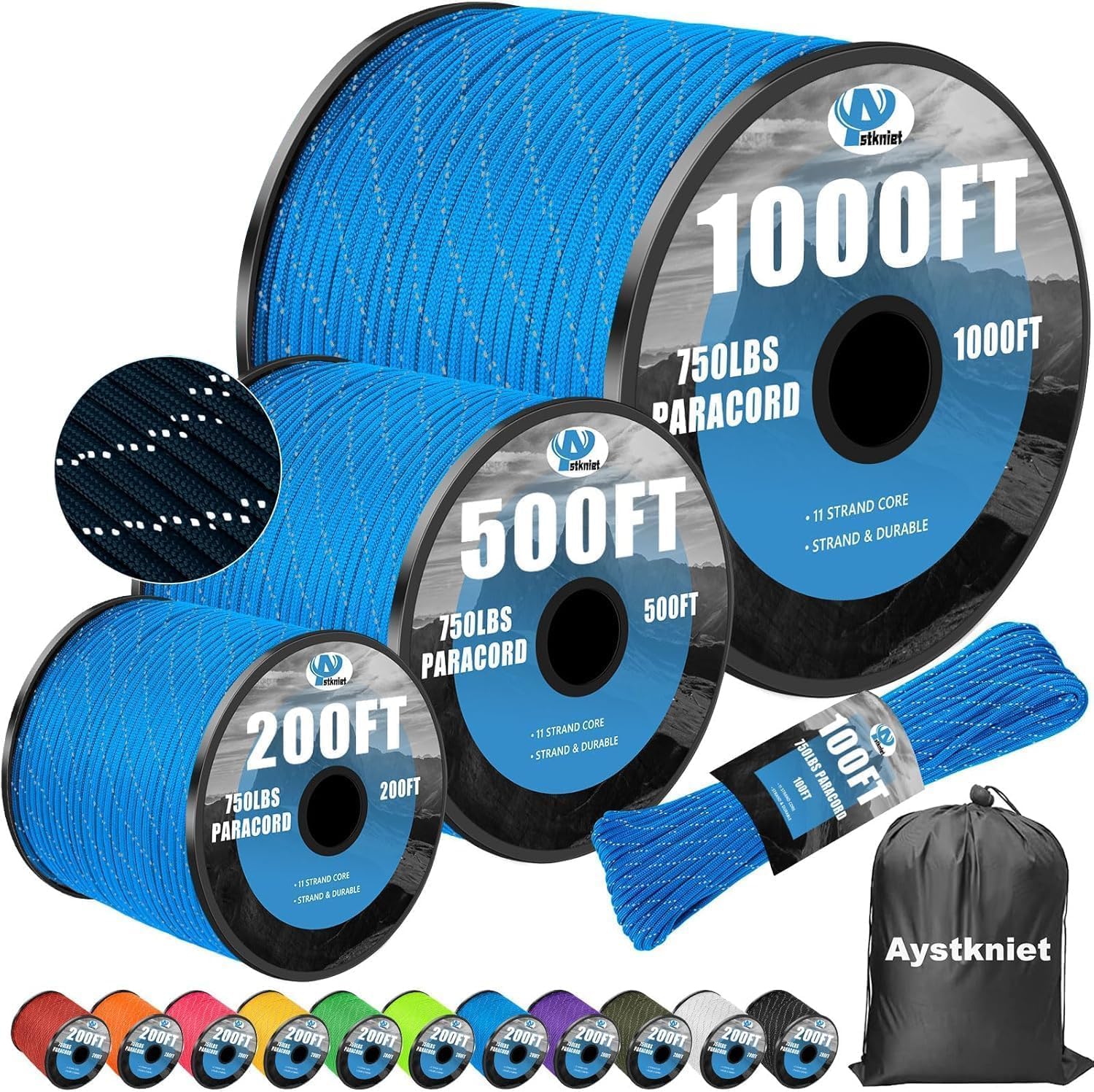 4mm Reflective Paracord Rope,  - Para Cord 1000Ft avis et prix