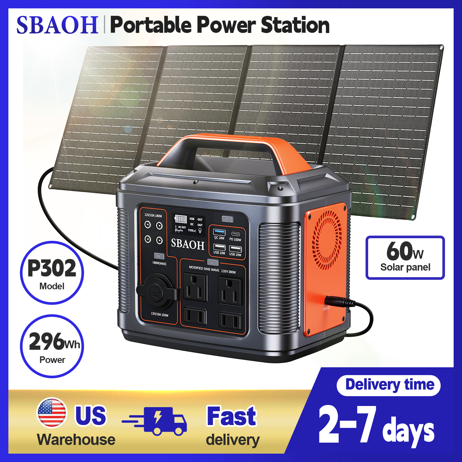 300W Portable Power Station, 2 - Solar Emergency Charger avis et prix