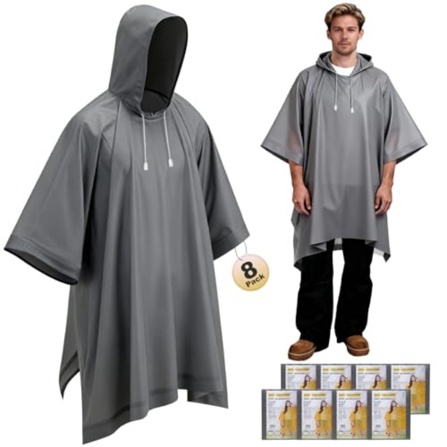 8 Pack Hooded Rain Ponchos for - Emergency Poncho Rain avis et prix