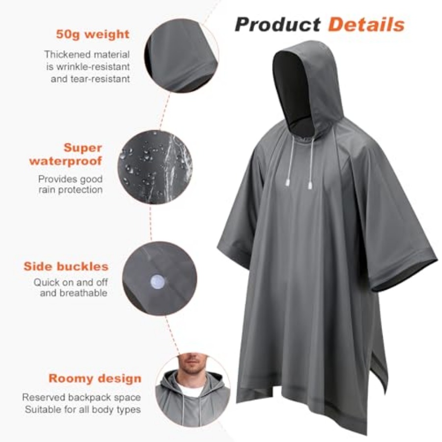 8 Pack Hooded Rain Ponchos for - Emergency Poncho Rain avis et prix