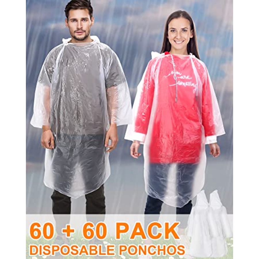 120 Pack Disposable Rain Ponch - Emergency Poncho Rain avis et prix