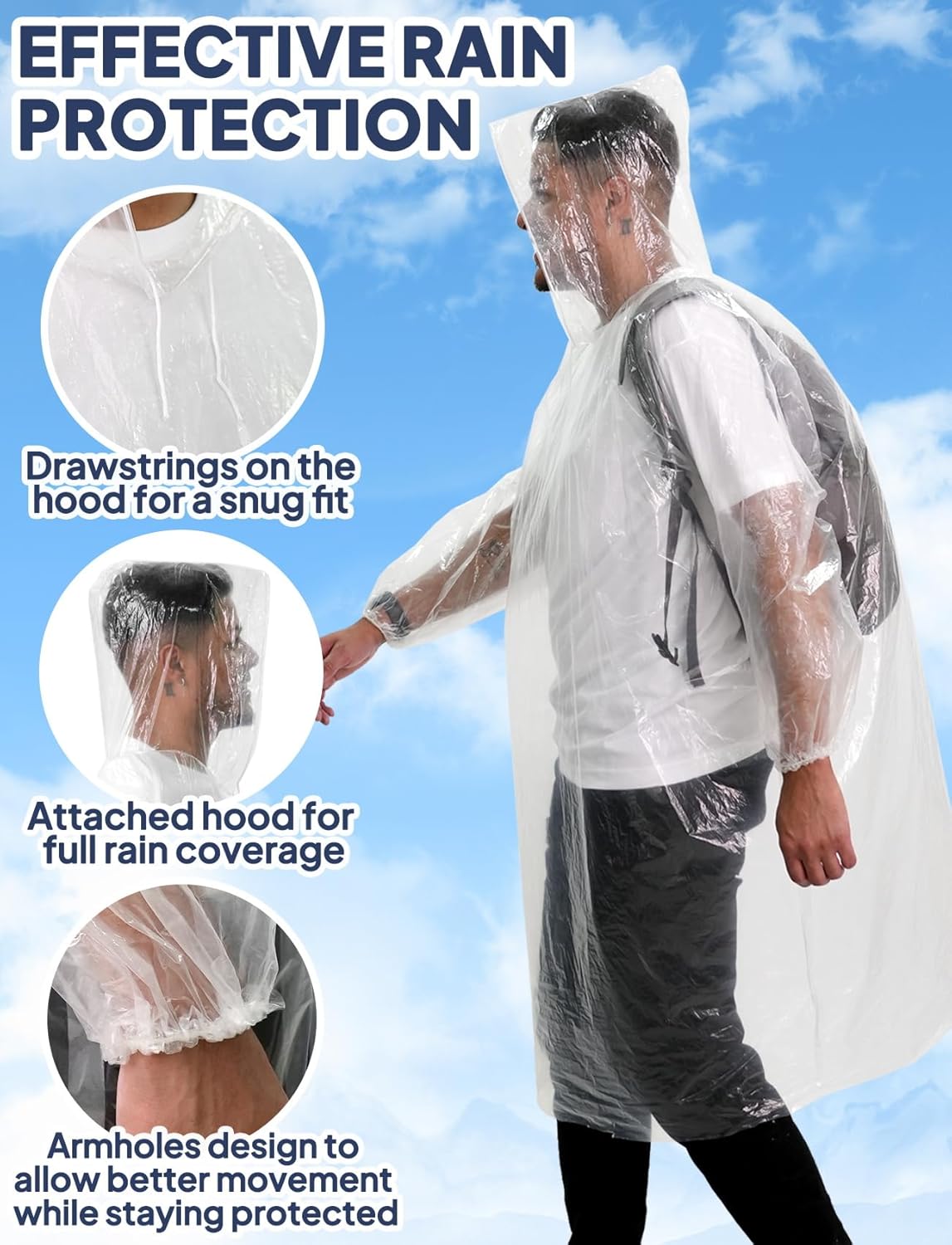 Disposable Rain Poncho for Adu - Emergency Poncho Rain avis et prix