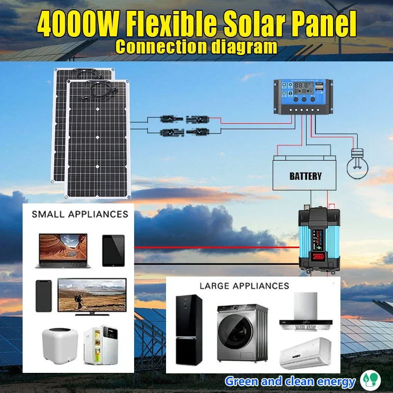 4000W Solar Panel Kit 12V To 1 - Solar Emergency Charger avis et prix