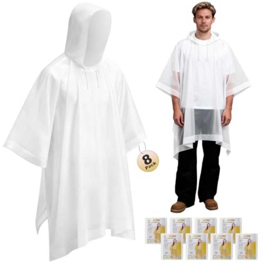 8 Pack Hooded Rain Ponchos for - Emergency Poncho Rain avis et prix