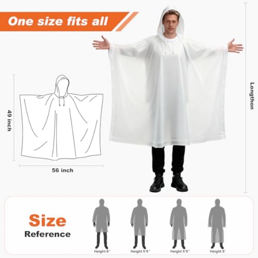 8 Pack Hooded Rain Ponchos for - Emergency Poncho Rain avis et prix