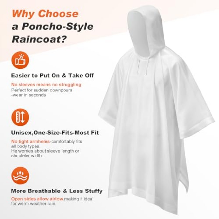 8 Pack Hooded Rain Ponchos for - Emergency Poncho Rain avis et prix