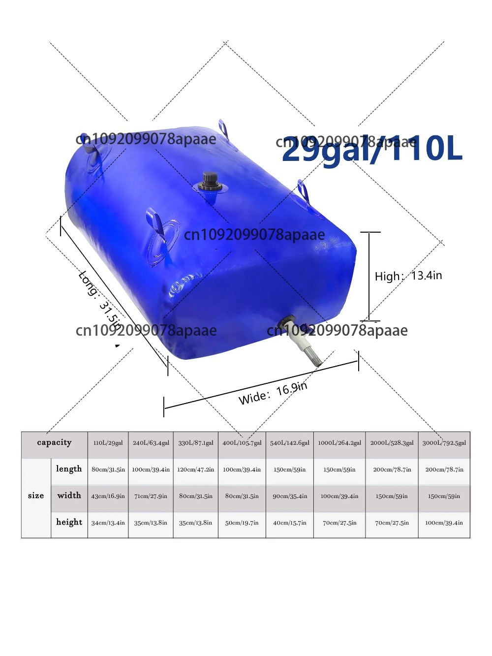 110L PVC Water Storage Bag, Po - Water Bag Collapsible avis et prix