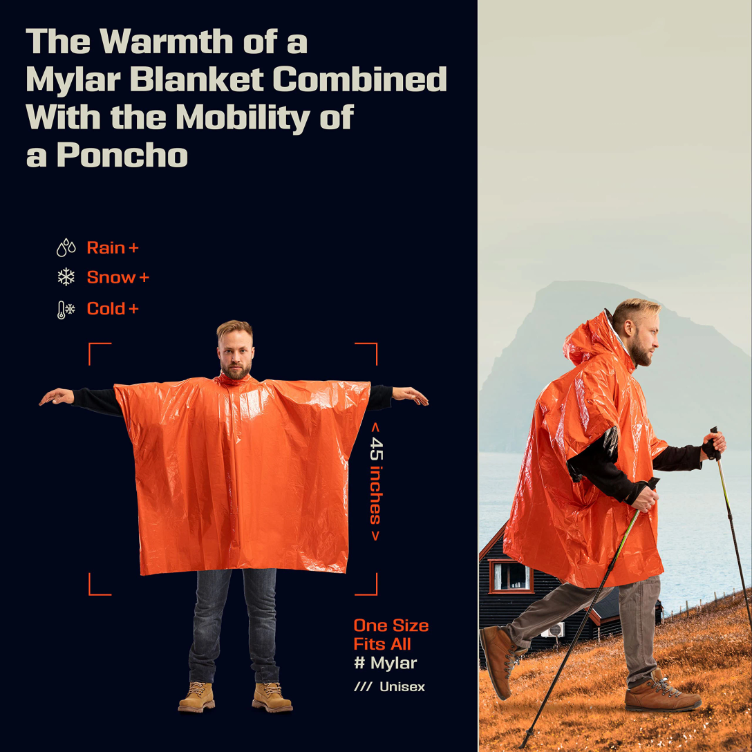 Emergency Rain Poncho with Hoo - Emergency Mylar Tent avis et prix
